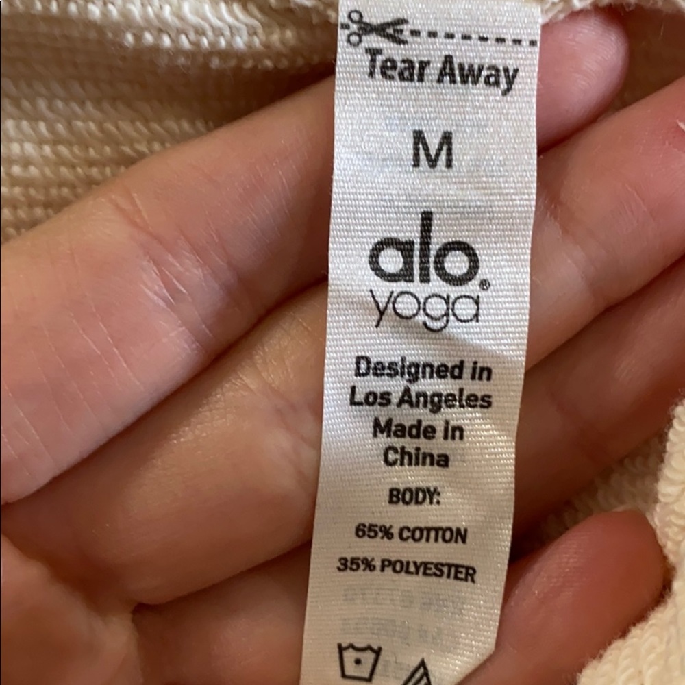 SOLD! Alo Yoga Cream Cropped Short Sleeve Hoodie - Picture 7 of 7